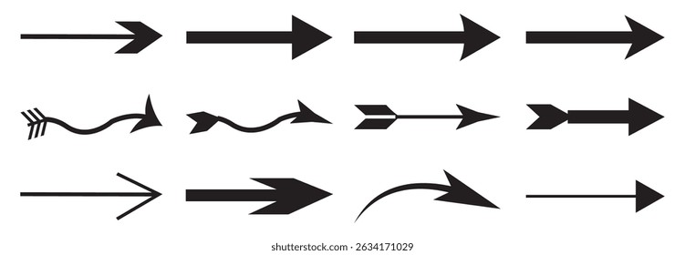 Arrows black silhouette arrows. Set of vector arrows. Mega set of vector arrows.