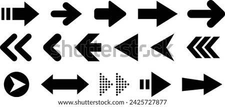  Arrows Black vector on white background..Set of vector arrows. Arrow icon. Arrows Collection. Arrow vector icon. 