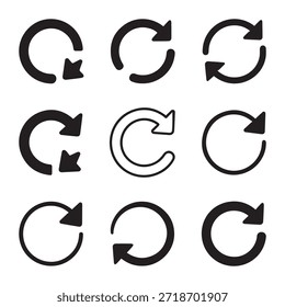 As setas são preto e branco, enfatizando o contraste e o movimento dentro de cada círculo.