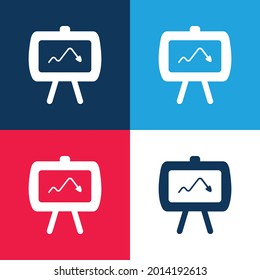 Arrows blue and red four color minimal icon set