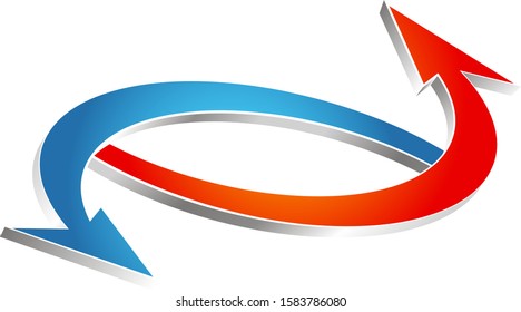 Arrows blue red heating and air conditioning symbol for business