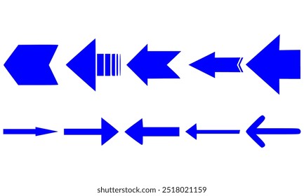 Arrows blue set icons, arrow icon. Set of arrows icons. Vector Illustration.