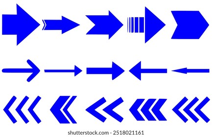 Arrows blue set icons, arrow icon. Set of arrows icons. Vector Illustration.