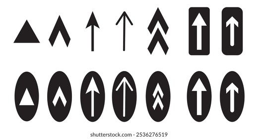 Arrows Bold black set icons with oval. Arrow vector collection. Arrow. Cursor. Modern simple arrows. black arrows isolated on white background. 