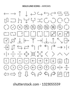 Arrows, bold line icons. The illustrations are a vector, editable stroke, 48x48 pixel perfect files. Crafted with precision and eye for quality.