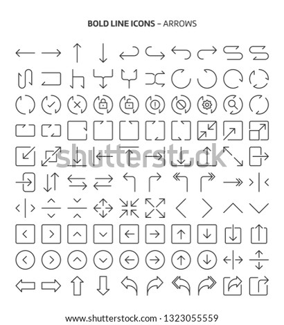 Arrows, bold line icons. The illustrations are a vector, editable stroke, 48x48 pixel perfect files. Crafted with precision and eye for quality.