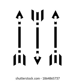 pernos de flechas glifo vector de icono. los tornillos de las flechas se firman. símbolo de contorno aislado ilustración negra