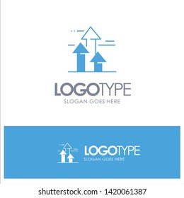 Arrows, Break, Breaking, Forward, Limits Blue Solid Logo with place for tagline