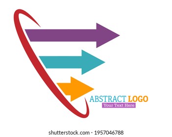 arrows break out of the circle. Abstract color logo. Vector illustration for a logo, brand, sticker, or logo isolated on a white background