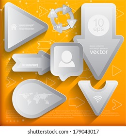 Arrows and Bubbles signs set.  Vector illustration.