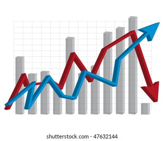 arrows business graph red and blue