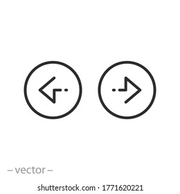 Pfeilknopf links und rechts, Navigationssymbole, Slider, dünnes Websymbol auf weißem Hintergrund - bearbeitbarer Strich, Vektorgrafik eps10