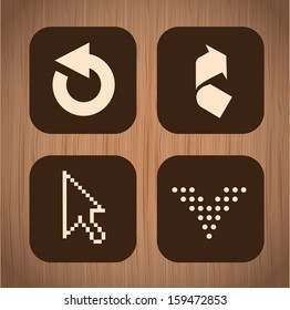 arrows buttons over wooden background vector illustration 