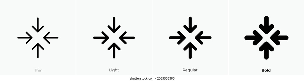 arrows in cardinal icon. Thin, Light Regular And Bold style design isolated on white background