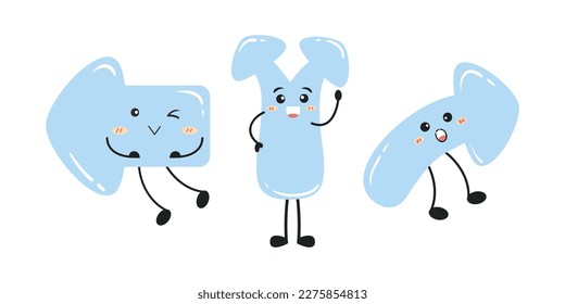 Arrows Cartoon with funny emotions vector cartoon characters Illustration isolated on a white background.