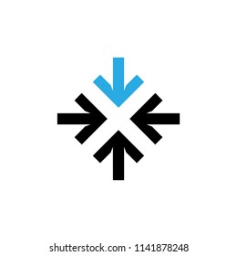 Arrows in centre Touchpad control vector icon. Pictogram from set Smartphone Essentials. Isolated on white background