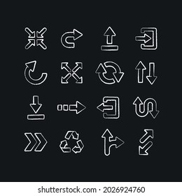 Arrows chalk icon. Vector isolated black illustration.