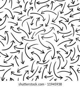 Arrows. Chaotic movement. Seamless vector wallpaper