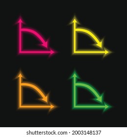 Flechas Gráfico cuatro colores brillante icono vector neón