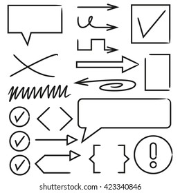 arrows, check list, speech bubbles