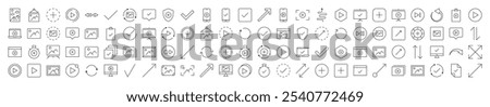 Arrows, Checkmark, Plus, Picture Outline Image Collection. Editable Stroke. Perfect for Infographics, Articles, Books, Flyers, Banners