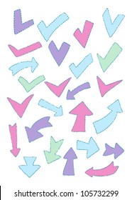 arrows and checks in girly colors with dotted outline