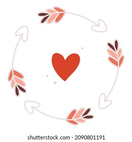 Arrows circle around a red heart great for Valentine's Day, March 8