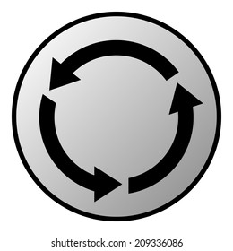 Arrows circle button on white background. Vector illustration.