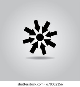 arrows in circle center direction symbol vector