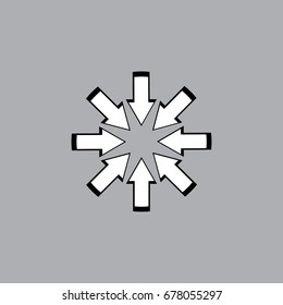 arrows in circle center direction symbol vector.