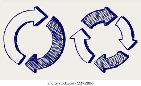 Arrows circle. Doodle style