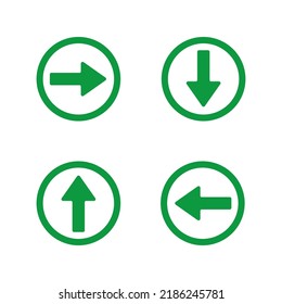 arrows in a circle of green color in different directions isolated on a white background. Collection of concept arrows for web design, mobile apps, interface and more. Vector illustration