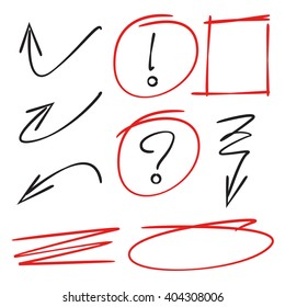 arrows, circle highlighter, marker elements