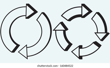 Arrows circle isolated on blue background