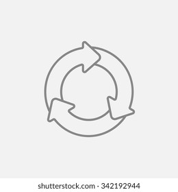 Pfeilkreiszeichen für Web-, Mobil- und Infografiken. Vektorgrafik, dunkelgraues Symbol einzeln auf hellgrauem Hintergrund.