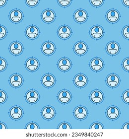 Arrows and Circle with Man vector concept blue seamless pattern