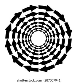 Arrows in a circle mandala, recycling logo design, vector illustration