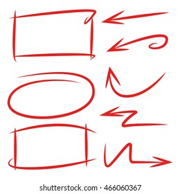arrows, circle marker, rectangle frame