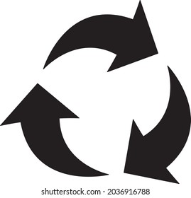 Arrows circle. Mobius loop. Recyclable symbol. Percentage symbol. Vector illustration. Black and white. White background. Line drawing.