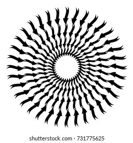 Arrows in a circle. Original background. Business pattern in a modern style on a white background. Concentric circulating, rotating arrows