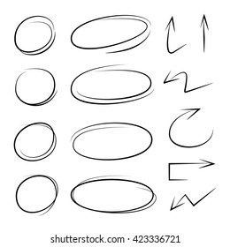 arrows, circle, oval marker, highlighter elements