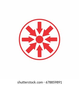 arrows in circle pointing in central direction