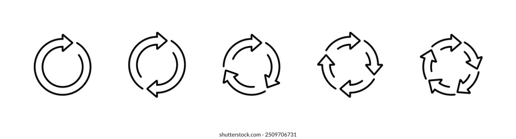 Arrows in circle. Round arrow set. Circular arrows vector sign. 