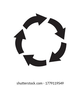 arrows in circle shape icon over white background, silhouette style, vector illustration
