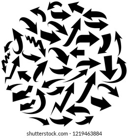 Arrows in Circle Shape - Thick & Thin