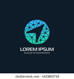  arrows in circle technology logo. business logo template concept illustration. Digital creative positive sign - vector