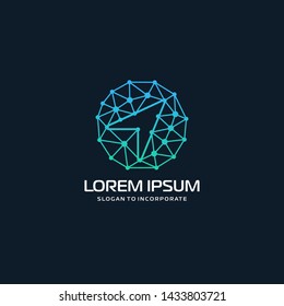  arrows in circle technology logo. business logo template concept illustration. Digital creative positive sign - vector
