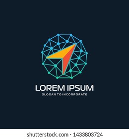  arrows in circle technology logo. business logo template concept illustration. Digital creative positive sign - vector