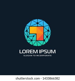 arrows in circle technology logo. business logo template concept illustration. Digital creative positive sign - vector