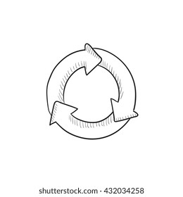 Arrows circle vector sketch icon isolated on background. Hand drawn Arrows circle icon. Arrows circle sketch icon for infographic, website or app.